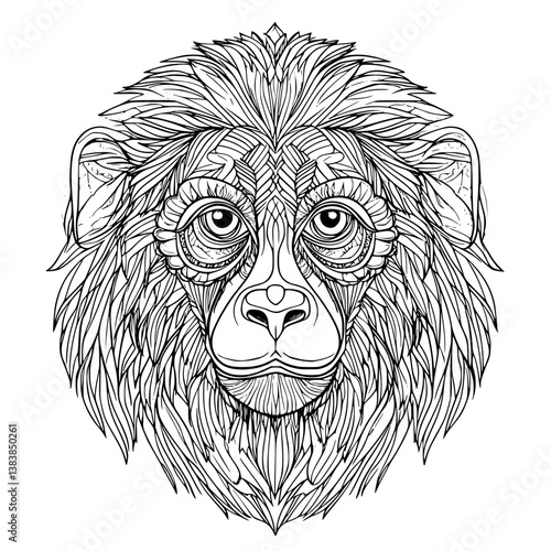 Baboon coloring book vector design, Baboon vector illustration