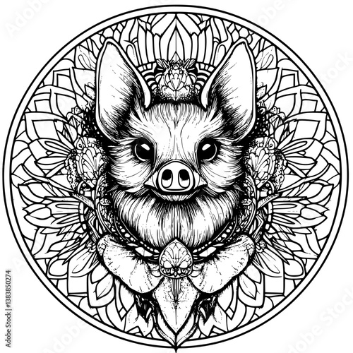 Bat mandala vector design, Bat vector illustration