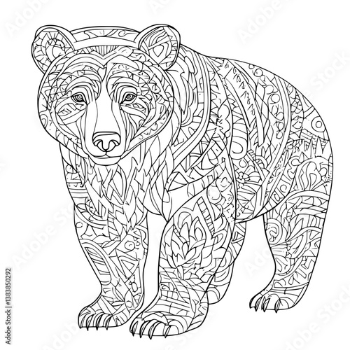 Bear coloring book vector design, Bear vector illustration