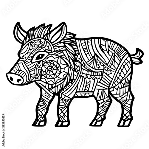 Boar coloring book vector design, Boar vector illustration