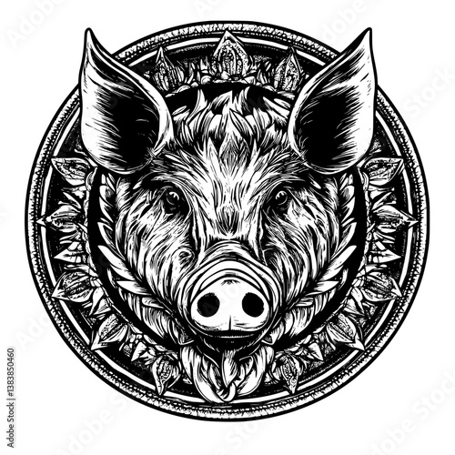 Boar mandala vector design, Boar vector illustration