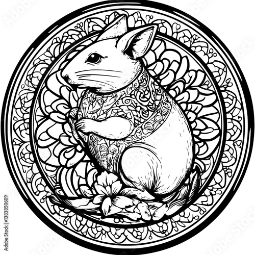 Chinchilla mandala vector design, Chinchilla vector illustration