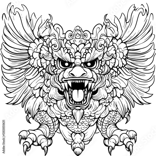 Chimera coloring book vector art, Chimera vector illustration