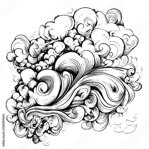 Cloud coloring book vector art, Cloud vector illustration