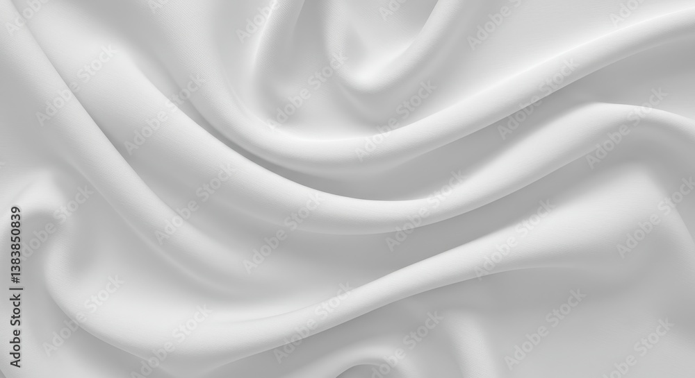 Fototapeta premium Elegant Draped White Fabric Texture - Smooth, flowing white fabric; elegance, purity, serenity, luxury, softness. Symbolising grace, simplicity, and sophistication