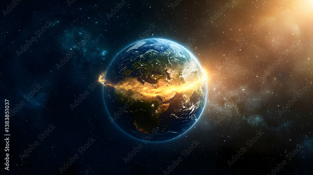Obraz premium Earth Glowing In Outer Space