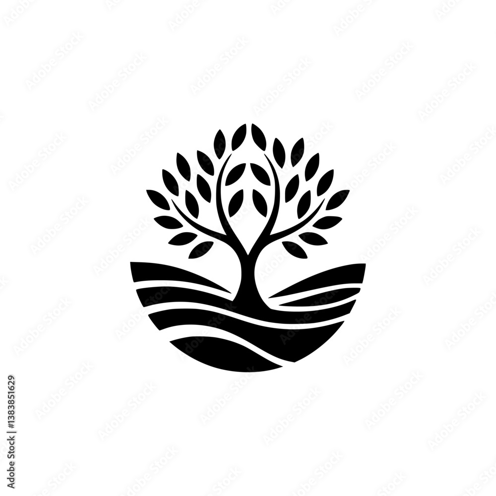 Fototapeta premium Minimalist Tree Logo: Nature, Harmony, and Growth