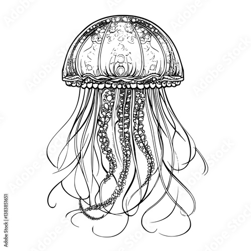 Jellyfish coloring book vector design, Jellyfish vector illustration