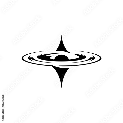 Abstract Black Hole Graphic on White Background - Minimalist Space Design