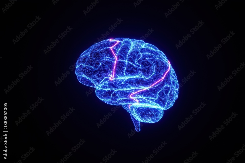 Digital Brain with Glowing Connections Digital Brain with Glowing Connections