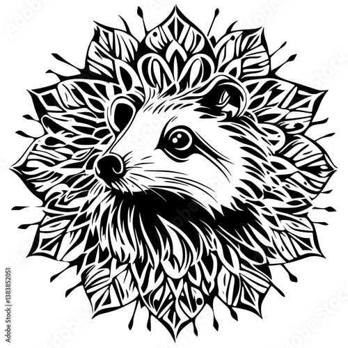 Opossum mandala vector design, Opossum vector illustration