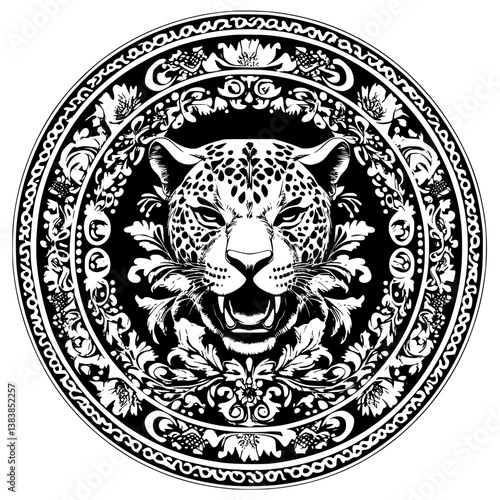 Panther mandala vector design, Panther vector illustration