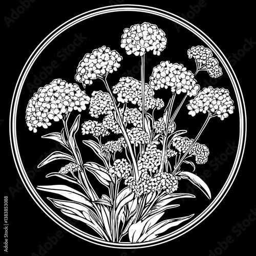 Yarrow mandala vector design, Yarrow vector illustration
