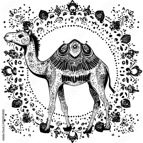 Camel mandala vector design, Camel illustration art