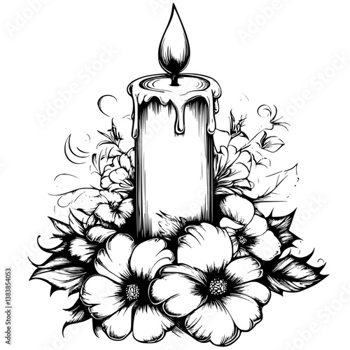Candle coloring book vector art, Candle illustration art