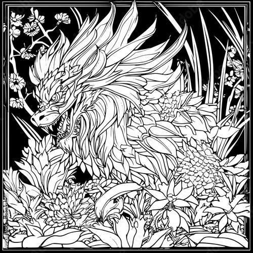 Chimera coloring book vector art, Chimera illustration art