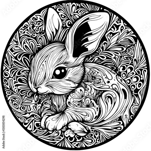 Chinchilla mandala vector design, Chinchilla illustration art