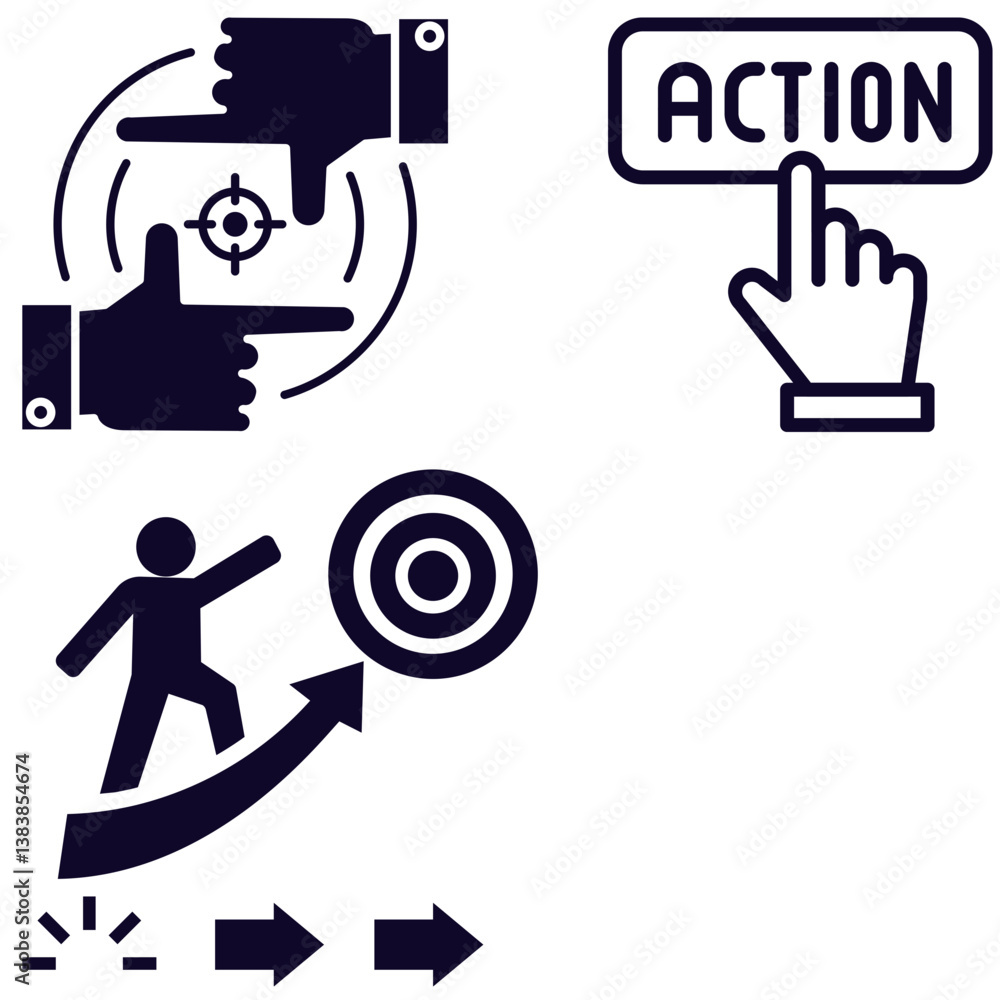 vector illustration of human silhouette design is chasing target to achieve goal vector illustration of human silhouette design is chasing target to achieve goal