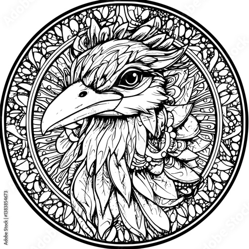 Emu mandala vector design, Emu illustration art