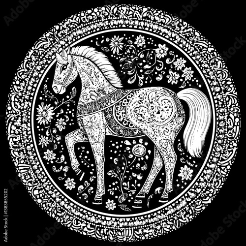 Horse mandala vector design, Horse illustration art