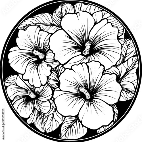 Hibiscus mandala vector design, Hibiscus illustration art