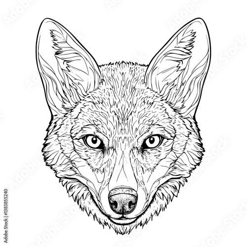 Jackal coloring book vector design, Jackal illustration art