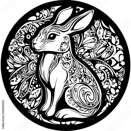 Hare mandala vector design, Hare illustration art