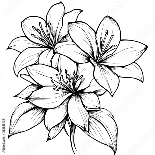Lily coloring book vector design, Lily illustration art