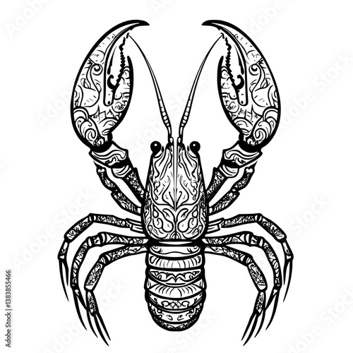 Lobster coloring book vector design, Lobster illustration art