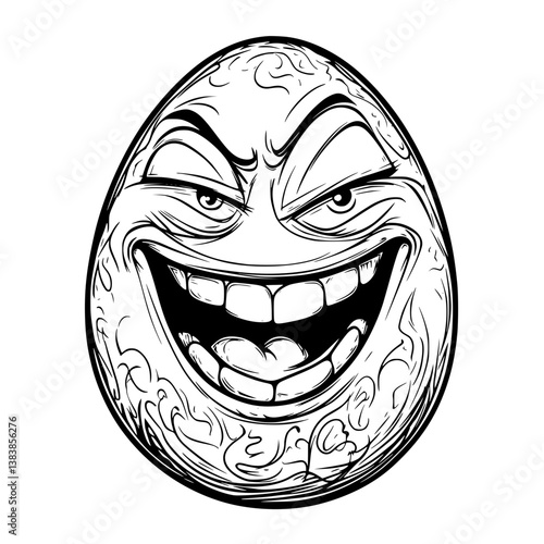 Smiley-faced egg coloring book vector art, Smiley-faced egg illustration art