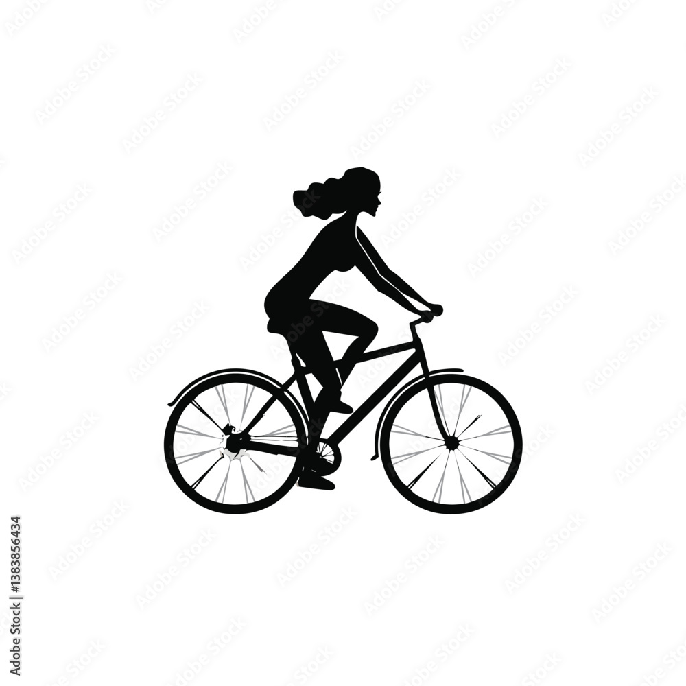 Obraz premium silhouette of a girl on a bicycle