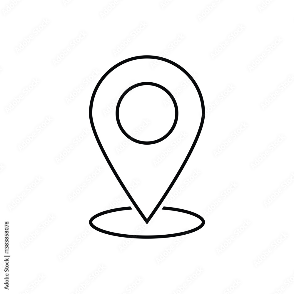 Location icon vector illustration. Pinpoint icon. Positioning, navigator, map pin, target, place, travel symbol. Location icon vector illustration. Pinpoint icon. Positioning, navigator, map pin, target, place, travel symbol.