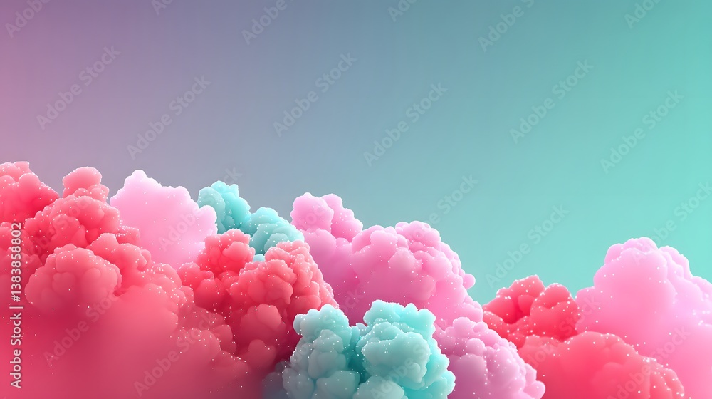 Fototapeta premium Abstract and colorful clouds, showcasing soft pastel hues and a gradient background, creating an ethereal atmosphere.