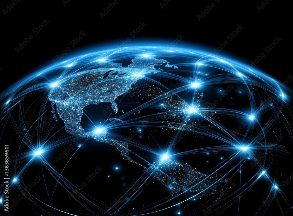 Global Network Connection Across the World, Representing Interconnectedness and Communication Global Network Connection Across the World, Representing Interconnectedness and Communication
