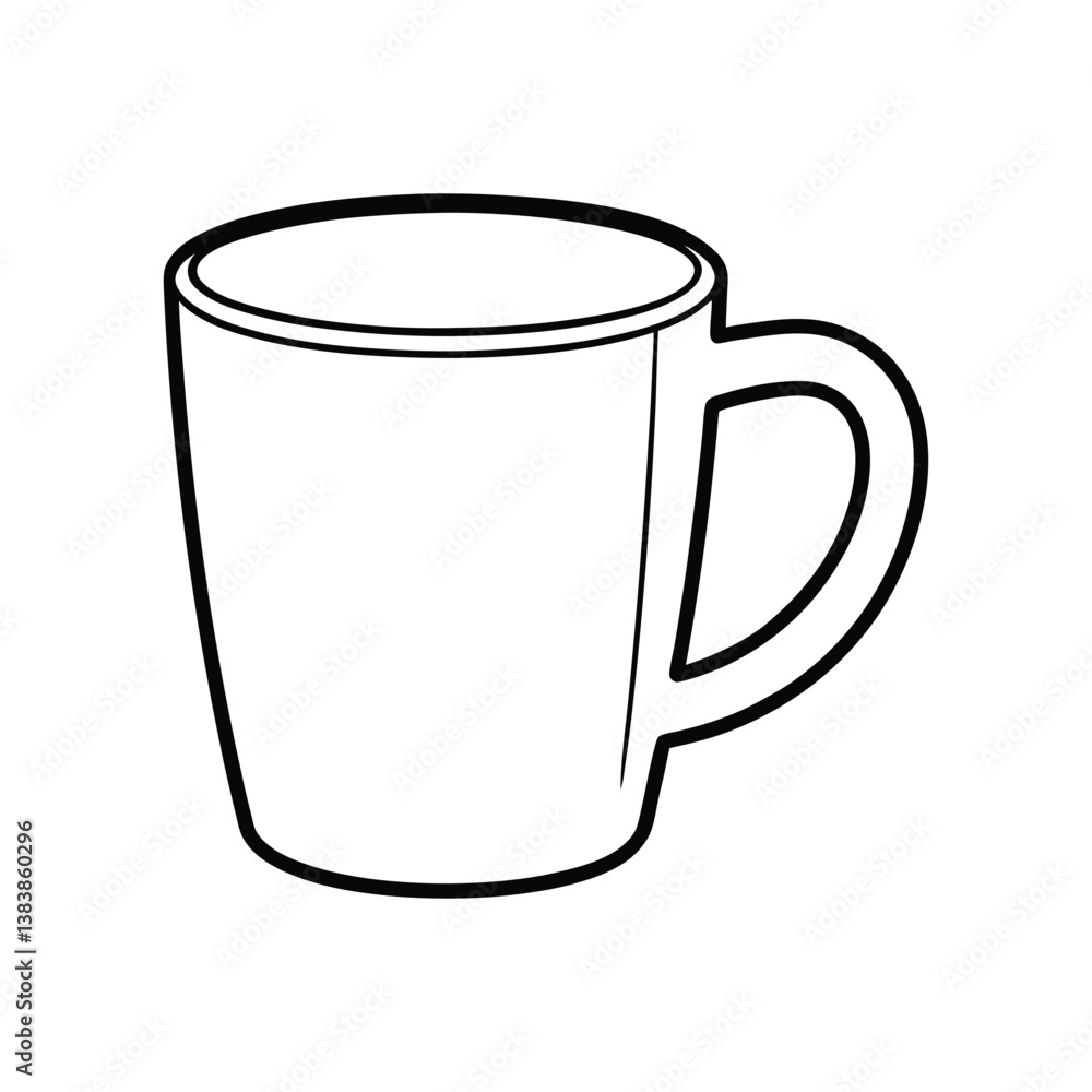 A clip art of mug outline on white background A clip art of mug outline on white background
