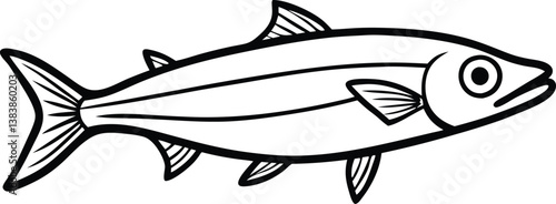 Anchovy fish Line art Design with white background
