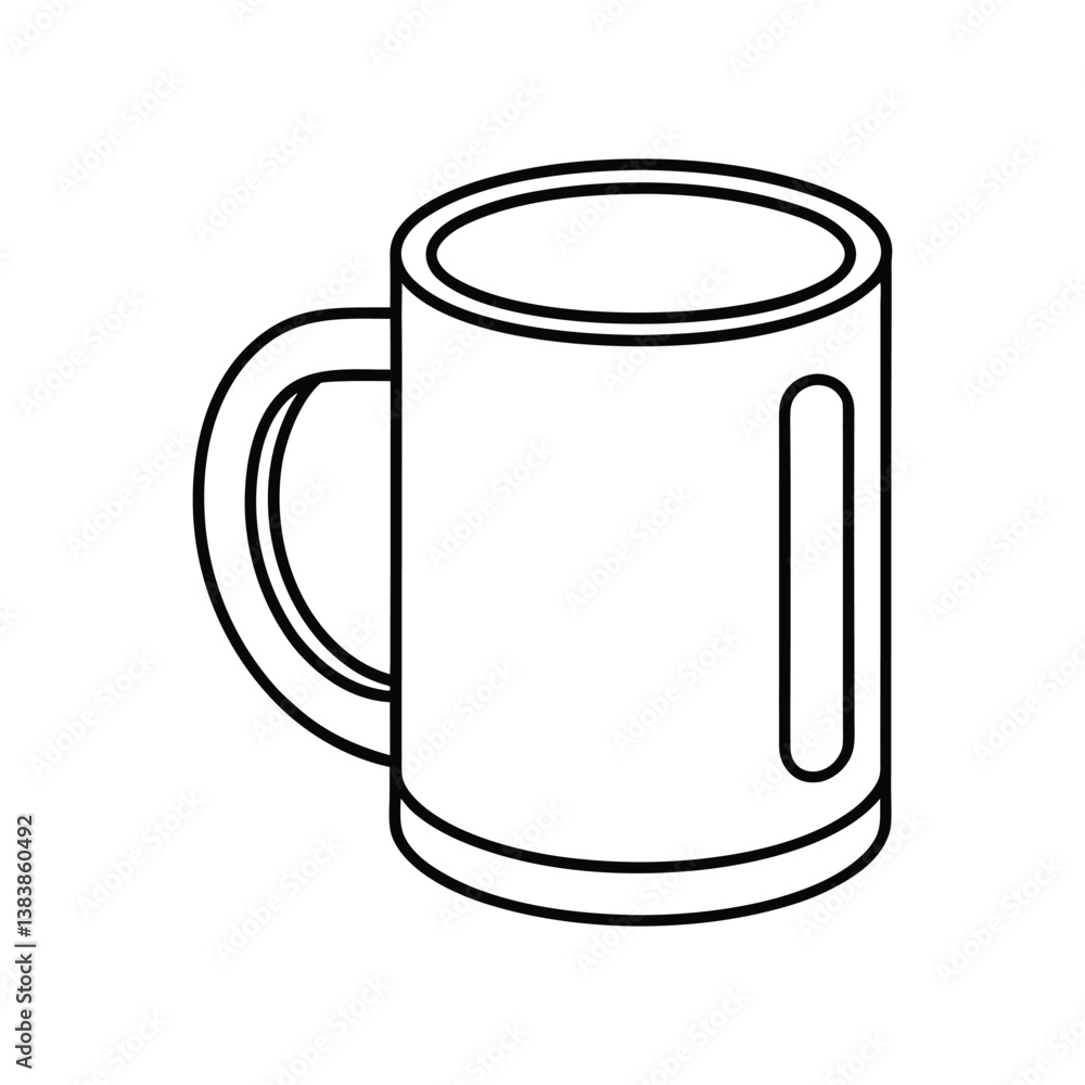 A clip art of mug outline on white background A clip art of mug outline on white background