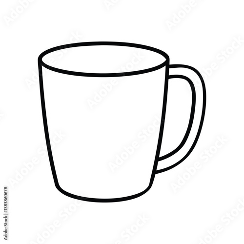 A clip art of mug outline on white background