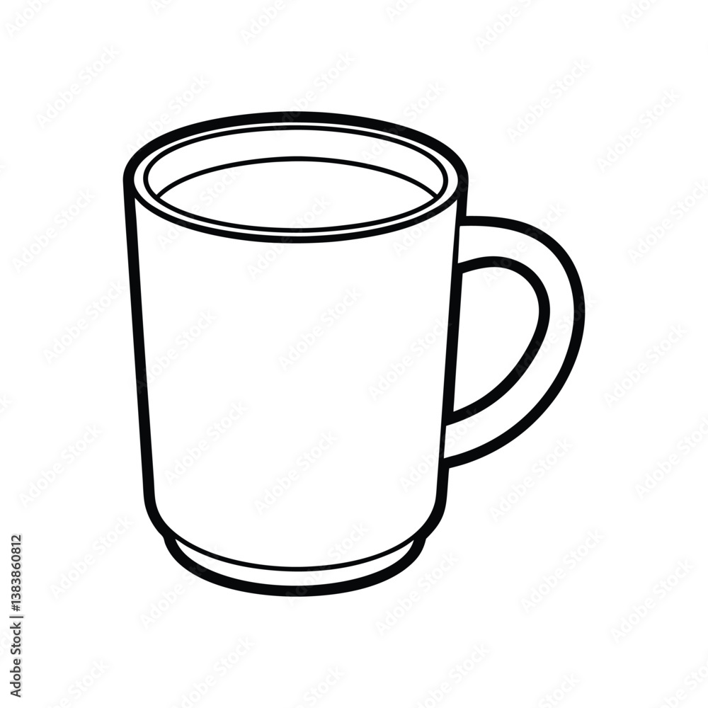 A clip art of mug outline on white background A clip art of mug outline on white background