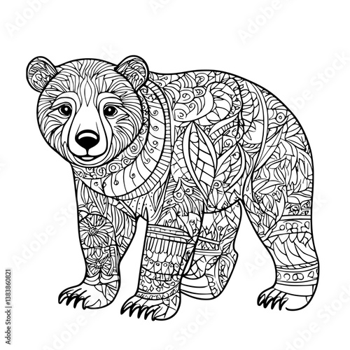 Bear coloring book vector design, Bear vector graphic