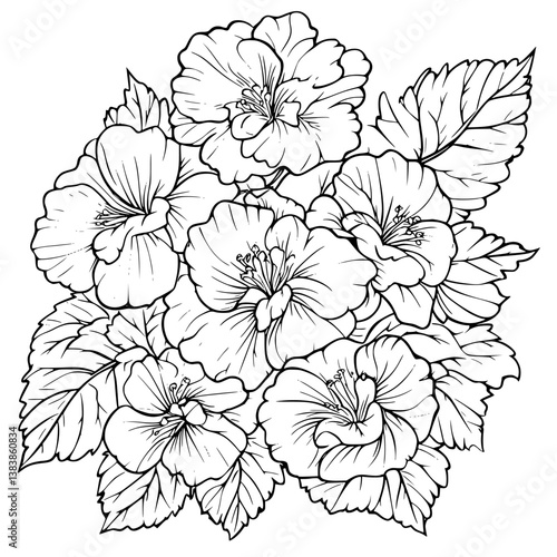 Begonia coloring book vector design, Begonia vector graphic