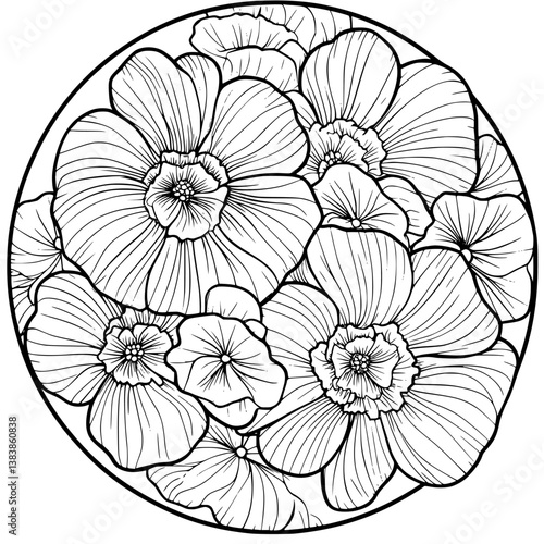 Begonia mandala vector design, Begonia vector graphic