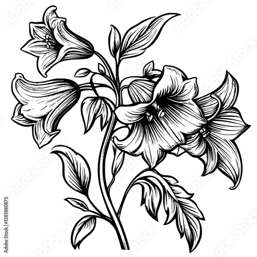 Bluebell coloring book vector design, Bluebell vector graphic