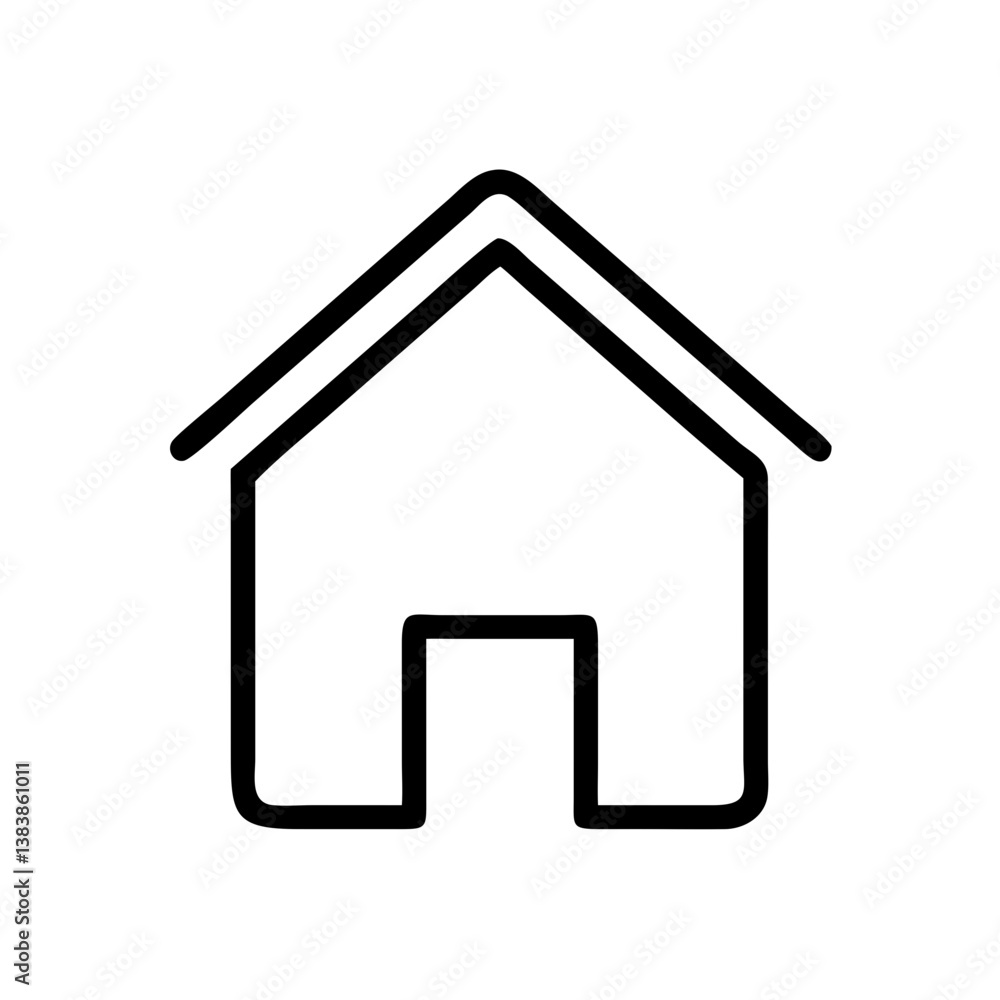 A simple house icon symbolizing home, comfort, and belonging, with bold black lines on a clean white background. A simple house icon symbolizing home, comfort, and belonging, with bold black lines on a clean white background.