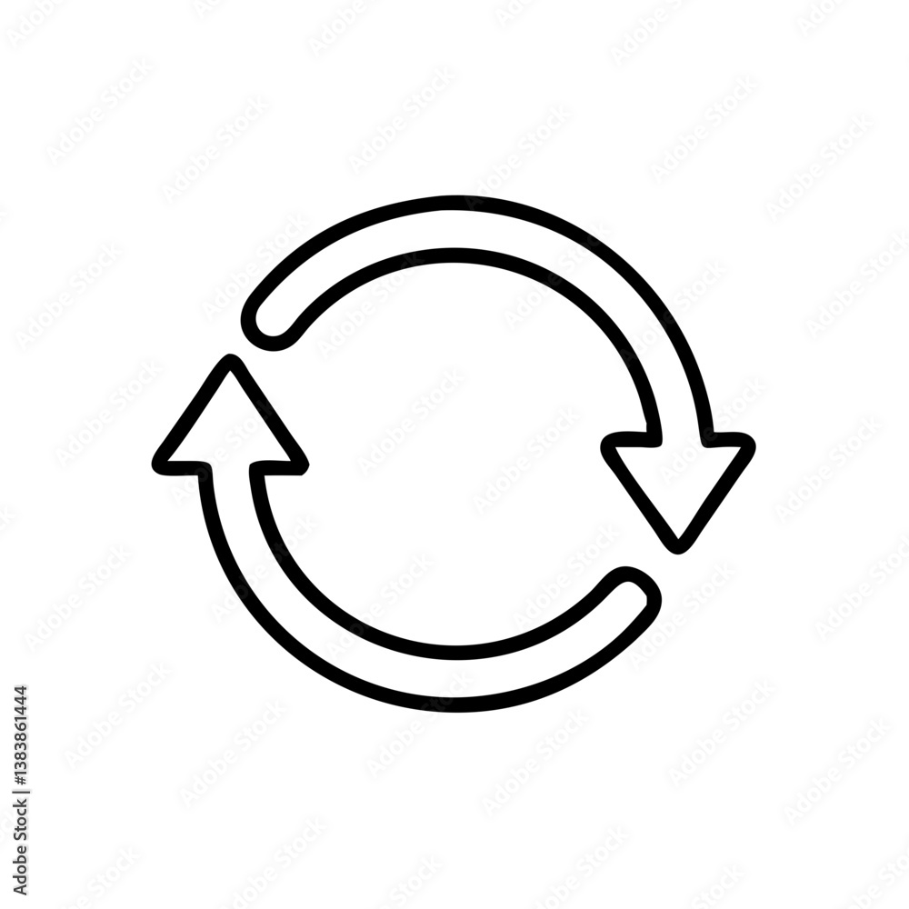 The continuous cycle of renewal and rebirth, symbolized by interconnected arrows forming a circular loop, depicted in bold black lines on a stark white background. The continuous cycle of renewal and rebirth, symbolized by interconnected arrows forming a circular loop, depicted in bold black lines on a stark white background.