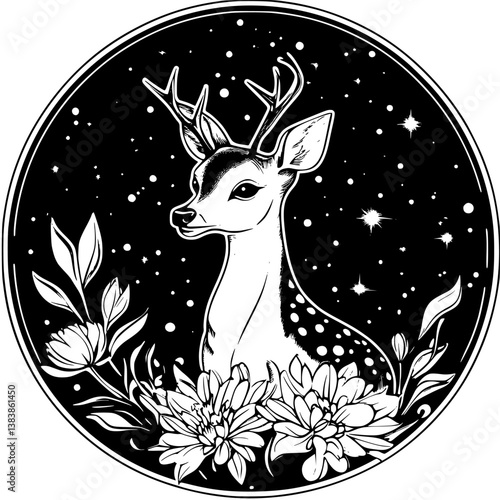 Deer mandala vector design, Deer vector graphic
