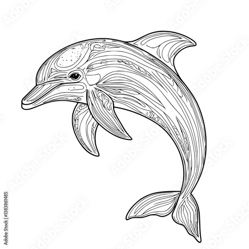 Dolphin coloring book vector design, Dolphin vector graphic