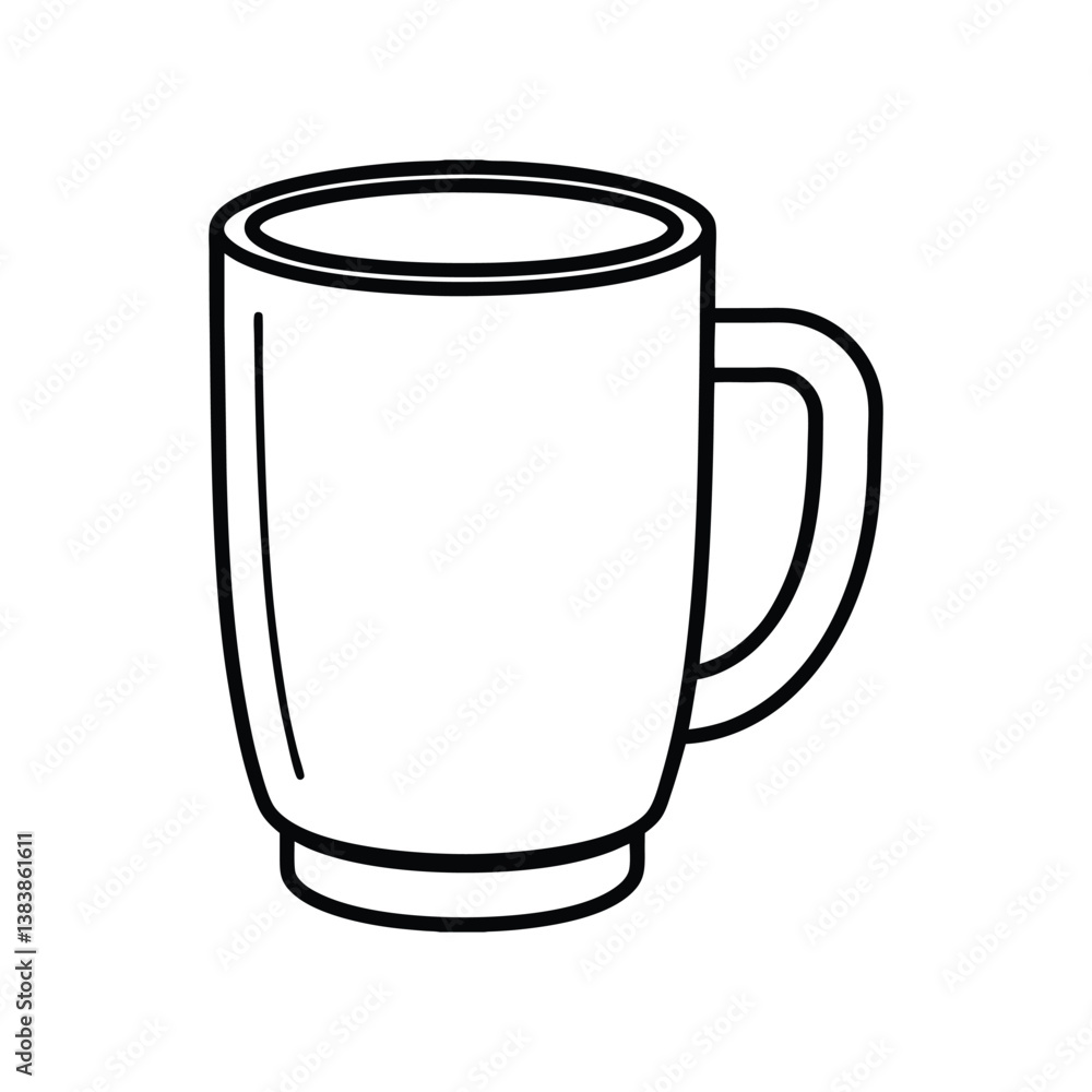 A clip art of mug outline on white background A clip art of mug outline on white background