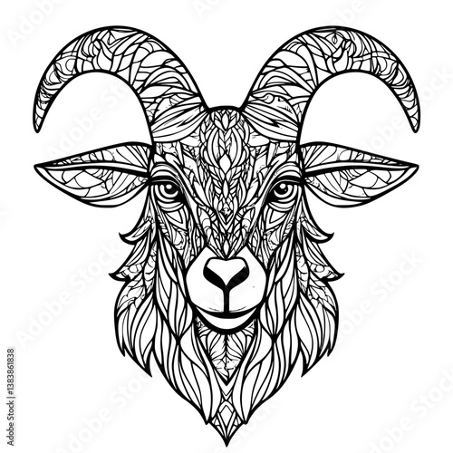 Goat coloring book vector design, Goat vector graphic