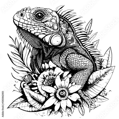 Iguana coloring book vector design, Iguana vector graphic